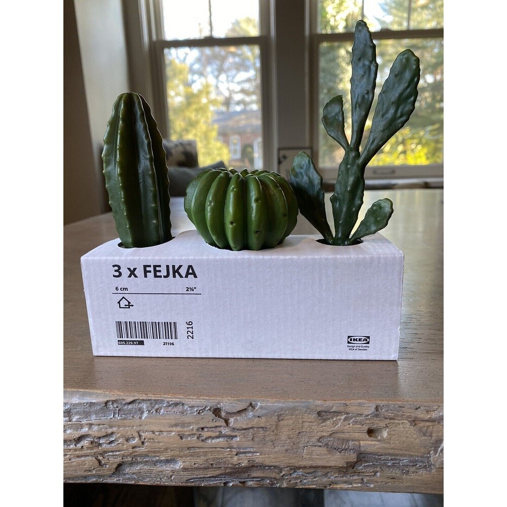 Ikea Cactus Fejka set of 3 Green Artificial Plastic Potted New 605.229.97